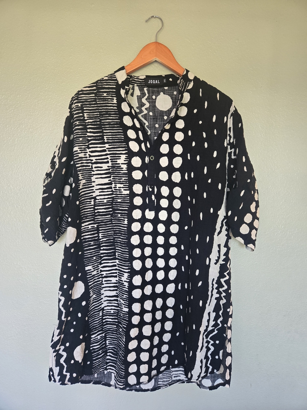 Black & White Tunic Top, Art To Wear, Lightweight, Lagenlook, Effortless, XXL